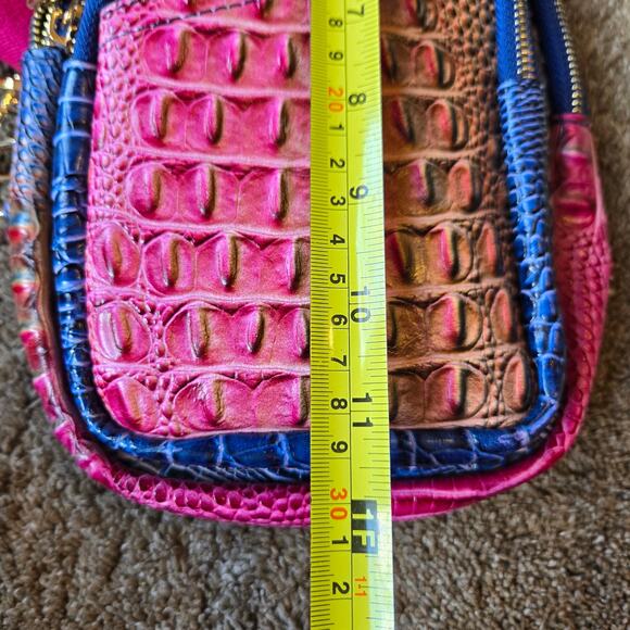Crossbody Sling Bag Vegan Leather Rainbow Crocodile Pink Commute Travel - Picture 7 of 7